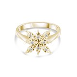 0.05 Karat Pırlanta Yüzük, Kartanesi Motifli, Doğal Pırlanta, Sertifikalı Mücevher, Sarı Altın