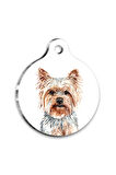 Suluboya Yorkshire Teriyeri Yuvarlak Köpek Künyesi Medium 3 cm