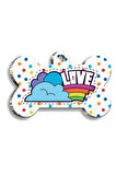 Renkli Puantiyeli Love Kemik Şekilli Köpek Künyesi XLarge 3,3 x 5 cm