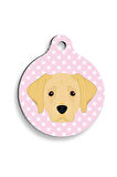 Pembe Puantiyeli Labrador Yuvarlak Köpek Künyesi Small 2,5 cm
