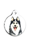 Suluboya Siberian Husky Yuvarlak Köpek Künyesi Large 3,8 cm
