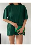 Pamuk Bisiklet Yaka Boyfriend Örme Oversize T-shirt