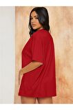 Güneş Ay Baskılı Oversize Tshirt