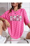 Unisex Pink Drink Baskılı Tshirt