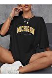Unisex Michigan Yazılı Tshirt