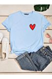 Unisex Red Kalp Baskılı Tshirt