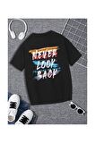 Unisex Never Look Back Yazılı Tshirt