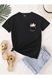 Unisex Sevimli Cat Baskılı Tshirt