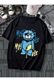Unisex Blue Bear Baskılı Tshirt