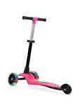LEDDY PEMBE Led Işıklı 3 Tekerli Katlanabilir 2-5 Yaş Arası Max 50 Kg Taşıma Kapasitesi 3 Kademeli Scooter