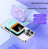 Manyetik Hızlı Şarj Güç Banka 10000mAh Taşınabilir Led Ekranlı Kablosuz  Magsafe Güç Bankası