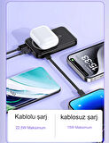 Manyetik Hızlı Şarj Güç Banka 10000mAh Taşınabilir Led Ekranlı Kablosuz  Magsafe Güç Bankası