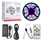 2811 Su Geçirmez ARGB Pixel Şerit Led Set 12 Volt Adaptör ve RF Kumandalı