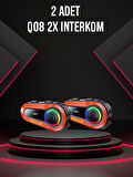 2 ADET Q08 2X 1000m Telsiz Mesafeli Özellikli 2 Kişi Bağlantılı Bluetooth Kask Kulaklık Ekranlı Fenerli Interkom