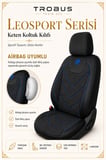 Citroen C-Elysee 2012 Sonrası Uyumlu LeoSport Serisi Siyah Mavi Ortopedik Keten Koltuk Kılıfı