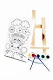 Okul Otobüsü Çocuk Ressam Seti - 20 x 30 cm Önçizimli Tuval, 2 Adet Fırça, Palet, Boyalar ve Şövale