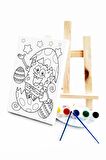 Yumurta Bob Çocuk Ressam Seti - 20 x 30 cm Önçizimli Tuval, 2 Adet Fırça, Palet, Boyalar ve Şövale