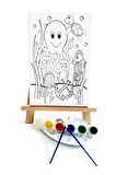 Ahtopot Çocuk Ressam Seti - 20 x 30 cm Önçizimli Tuval, 2 Adet Fırça, Palet, Boyalar ve Şövale