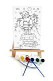 Noel Baba Çocuk Ressam Seti - 20 x 30 cm Önçizimli Tuval, 2 Adet Fırça, Palet, Boyalar ve Şövale