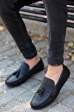 Tomiross Erkek Siyah Cilt Günlük Loafer Babet Ayakkabı LFRPSKL-4230