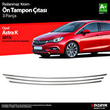 S-Dizayn Opel Astra K HB Krom Ön Tampon Alt Çıtası 3 Prç 2015-2022 (Sensörsüz)