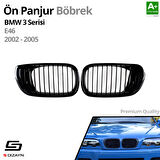 S-Dizayn Bmw 3 Serisi E46 Ön Panjur Böbrek Parlak Siyah Piano Black Düz Model 1999-2001