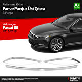 S-Dizayn VW Passat B8 Krom Far Üzeri Çıta Seti 3 Parça 2015-2019
