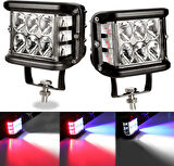 Space Offroad sis lambası beyaz-kırmızı-mavi 12 led 36w çift / LASS319-1