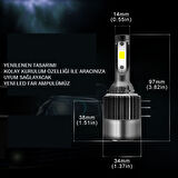 Led far ampulü H15 3570 chip 72W 11.000LM Canbus 12-24V / LAAM560-3