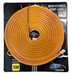 Neon şerit led 12v 8x16 mm 5 metre kesilebilir bağlantı aparatlı turuncu / LAAM438