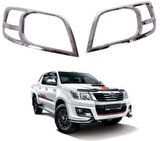 Toyota Hilux Uyumlu 2012 2015 Ön Far Kaplama ABS(Plastik) Krom 