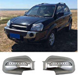 Hyundai Tucson Uyumlu 2004 2014 Ayna Kapağı ABS (Plastik) Krom LED