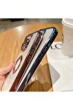 Iphone 15 Pro Max Elektrolize Logo Detaylı Kenarları Renkli Kamera Lens Korumalı Silikon Kılıf