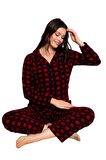 Nisanca Kadın Kışlık Welsoft Peluş Polar  Düğmeli Pijama Takımı