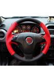 Fiat Linea Araca Özel Direksiyon Kılıfı (ıthal Deri Düz Kırmızı-siyah)