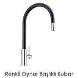 Esnek Kıvrılabilir Renkli Silikon Oynar Başlıklı Musluk Bataryası Başlığı Kubar ( Lisinya )
