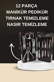 Elektrikli Manikür Pedikür Seti İkili Set 12 Parça Tırnak Bakımı Törpü Protez Çıkarma - Lisinya