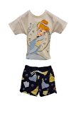 livaliva 4151 %100 Pamulu Kız Çocuk Baskılı Şort Takım - EKRU-LACİVERT - 7-8 YAŞ