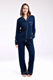 Kadın Gömlek Yaka Önden Düğmeli Pijama Takım-8986