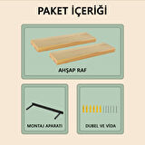 Uçan Raf Çam Ahşap Masif Ofis Mutfak Salon Kitaplık Uyumlu Modern Dekoratif Gizli Bağlantılı 2'li 60 Cm