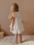 Lace Fistolu Ekru Elbise