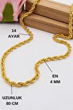 14 Ayar Altın Zincir 4 mm Halat Zincir 80 cm uzunluk Kadın Kolye