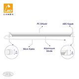 Lambaled Mutfak Tezgahı Led Aydınlatma - 50cm Buzlu Kapak Beyaz Işık ( 6500K )