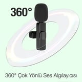 Ally K8 Lightning iPhone Tak Konuş Wireless Kablosuz Mini Yaka Mikrofonu Canlı Yay