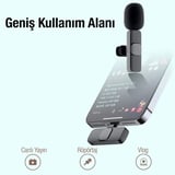 Ally K8 Lightning iPhone Tak Konuş Wireless Kablosuz Mini Yaka Mikrofonu Canlı Yay