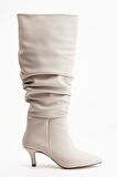 Lema Topuklu Deri Çizme BeJ