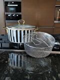Le murano Leydi Emaye Tencere Siyah Beyaz 22 cm