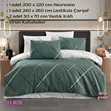 Ranforce Light Reflection Darkgreen Çift Kişilik Pamuklu Nevresim Takımı