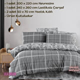 Ranforce Light Safir Gri Çift Kişilik Pamuklu Nevresim Takımı