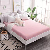 Pembe Renkli Pamuklu Penye Kumaştan Tek / Çift Kişilik Fitted Lastikli Çarşaf (90 x 190)